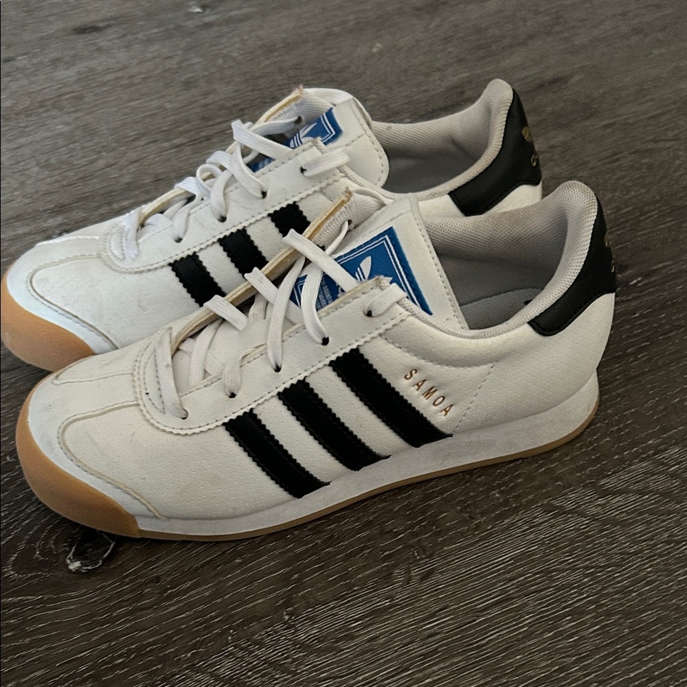 Adidas Samoa White Sneakers with Black Stripes